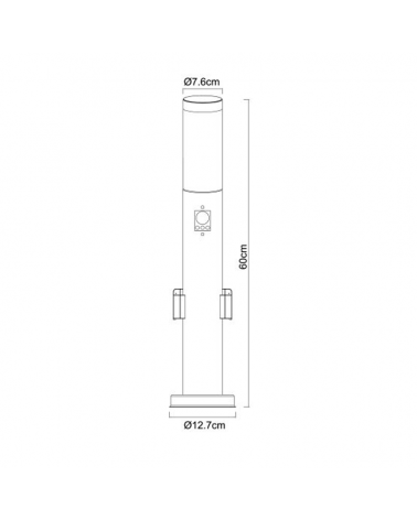 Outdoor beacon 45cm stainless steel IP44 E27 2 watertight sockets MOTION SENSOR