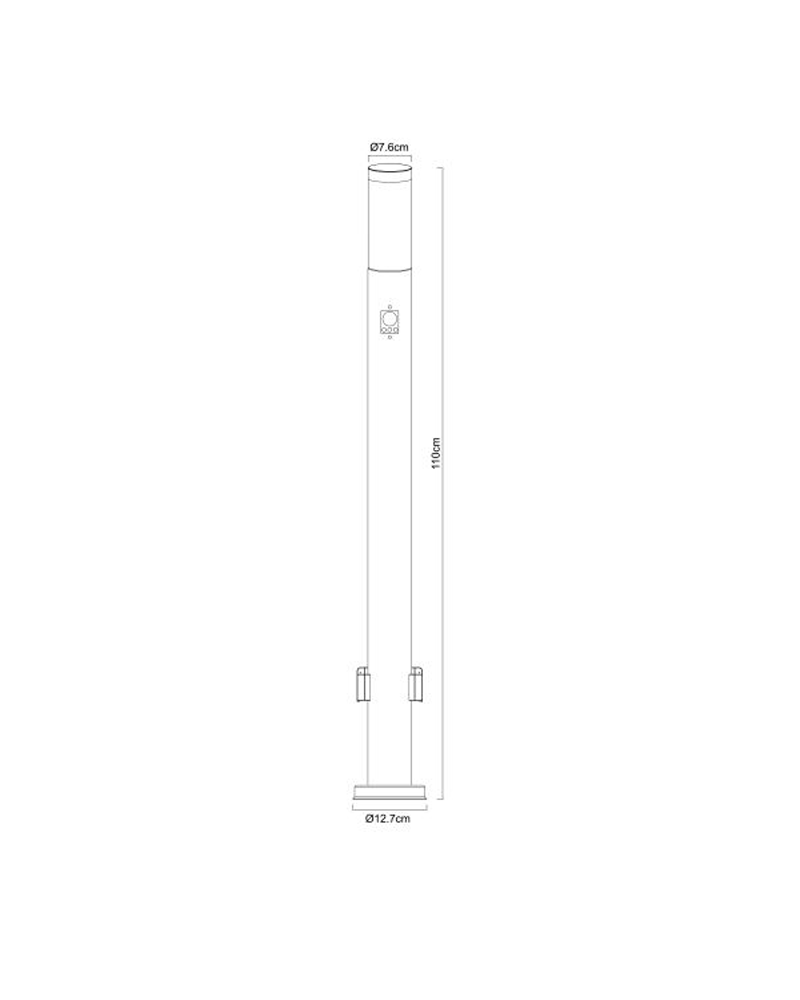 Outdoor beacon 110cm stainless steel IP44 E27 2 watertight sockets ...