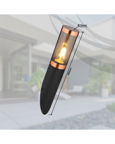 Outdoor wall lamp 39cm stainless steel black and copper finish E27 23W IP44