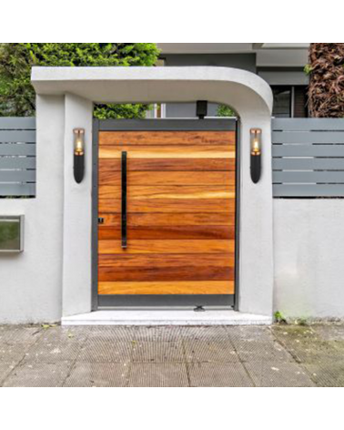 Aplique pared de exterior 39cm acero inoxidable acabado negro y cobre E27 23W IP44