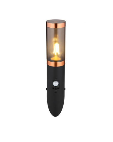 Outdoor wall lamp 40.5cm stainless steel black and copper finish E27 15W IP44 MOTION SENSOR