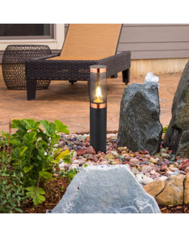 Outdoor beacon 45cm stainless steel black and copper finish E27 23W IP44