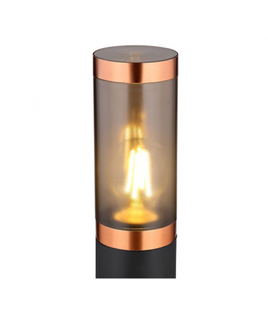 Outdoor beacon 80cm stainless steel black and copper finish E27 23W IP44