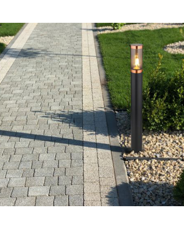 Outdoor beacon 80cm stainless steel black and copper finish E27 23W IP44