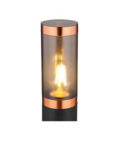 Outdoor beacon 110cm stainless steel black and copper finish E27 23W IP44