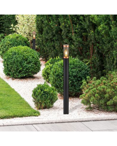 Outdoor beacon 110cm stainless steel black and copper finish E27 23W IP44