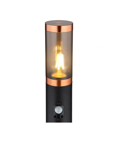 Outdoor beacon 110cm stainless steel black and copper finish E27 15W IP44 MOTION SENSOR
