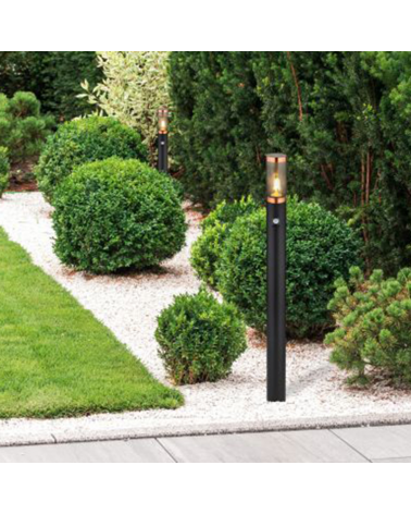 Outdoor beacon 110cm stainless steel black and copper finish E27 15W IP44 MOTION SENSOR