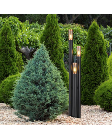 Outdoor beacon 170cm stainless steel black and copper finish 3xE27 23W IP44