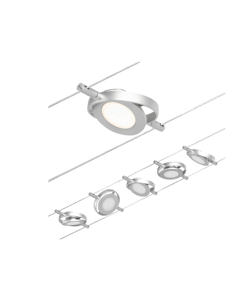 Sistema de cable LED Set 5x450lm 5x4,5W 3000K 230/12V nickel blanco mate o negro