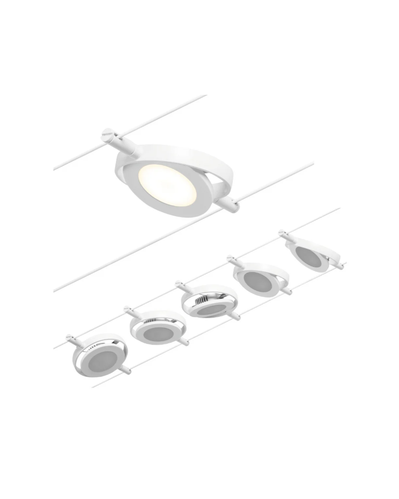 Sistema de cable LED Set 5x450lm 5x4,5W 3000K 230/12V nickel blanco mate o negro