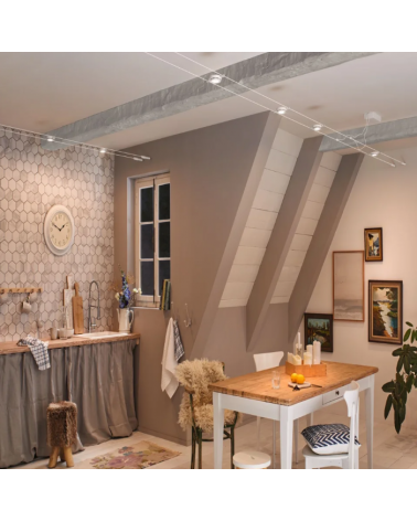 LED cable system Set 5x450lm 5x4.5W 3000K 230/12V nickel, matt white or black