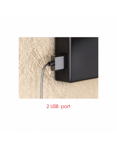 LED Wall light black 5W Aluminum double USB mobile charger 2700K Dimmable