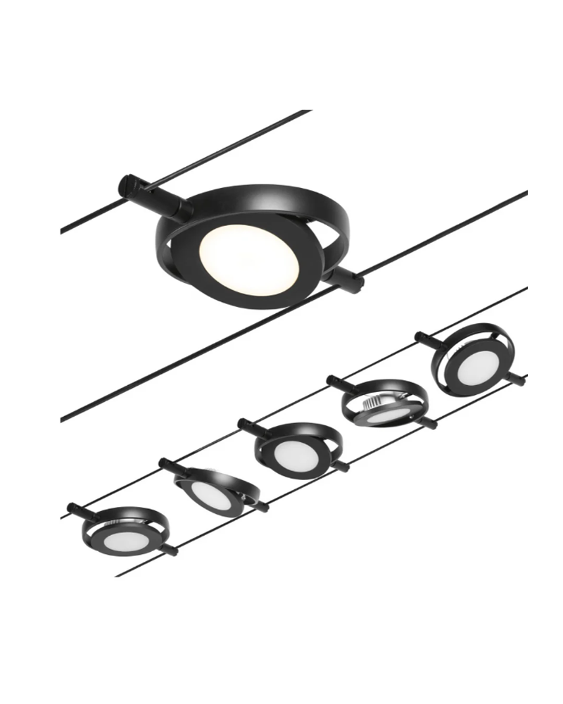 Sistema de cable LED Set 5x450lm 5x4,5W 3000K 230/12V nickel blanco mate o negro