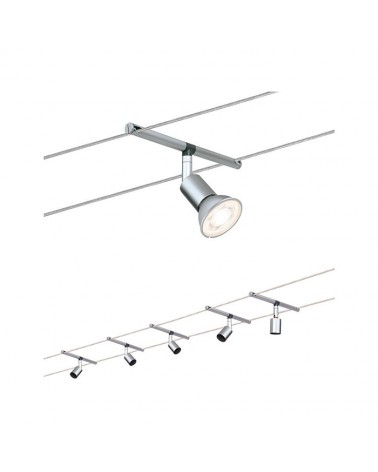 Matt chrome, white or black cable system with 5 spotlights max. 5x10W GU5.3