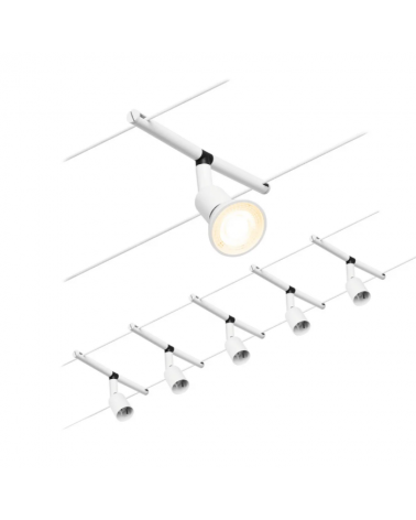 Matt chrome, white or black cable system with 5 spotlights max. 5x10W GU5.3