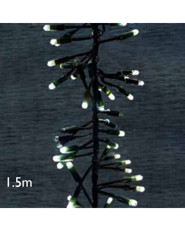 Cluster string light 1.5m x 4 units 672 cool light LEDs white or green cable IP44 low voltage 24V