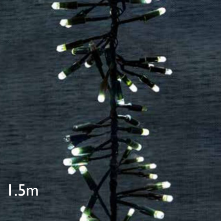 Cluster string light 1.5m x 4 units 672 cool light LEDs white or green cable IP44 low voltage 24V