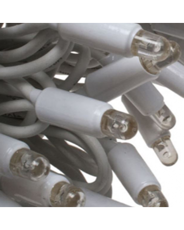 Guirnalda 12m y 180 LEDs Intermitente blanco frío cápsula clara cable blanco o verde, empalmable IP65 apta para exterior