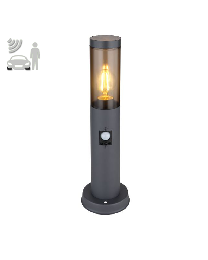 Outdoor beacon 45cm stainless steel anthracite finish E27 15W IP44 MOTION SENSOR