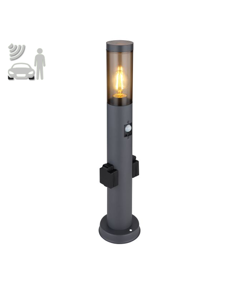 Outdoor beacon 60cm stainless steel anthracite finish with E27 waterproof sockets 15W IP44 MOTION SENSOR