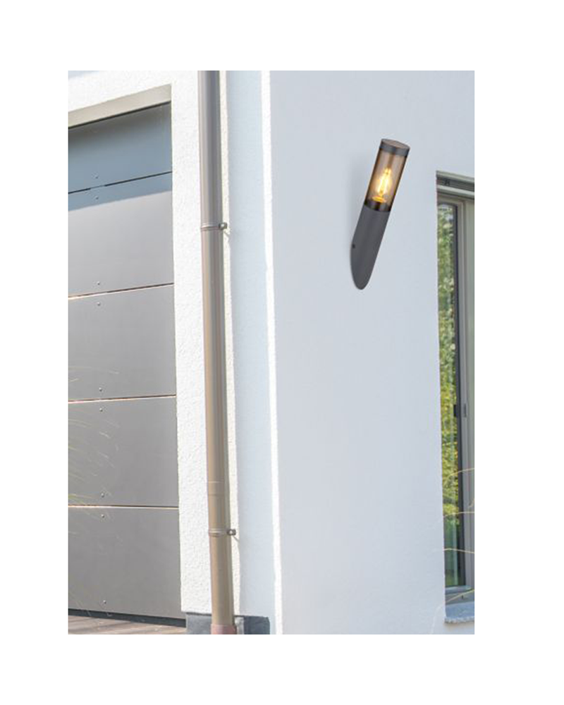 Aplique pared de exterior 39cm acero inoxidable acabado antracita E27 23W IP44