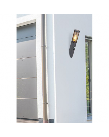 Aplique pared de exterior 40,5cm acero inoxidable acabado antracita E27 15W IP44 SENSOR MOVIMIENTO