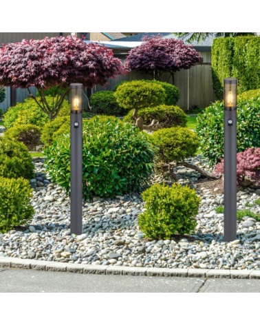 Outdoor beacon 110cm stainless steel anthracite finish E27 15W IP44 MOTION SENSOR