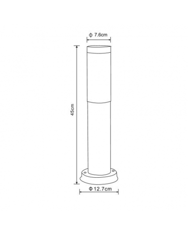 Baliza para exterior 45cm acero inoxidable antractita E27 23W IP44
