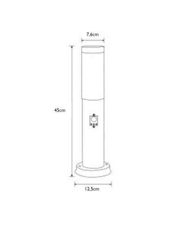 Baliza para exterior 45cm acero inoxidable acabado antracita E27 15W IP44 SENSOR MOVIMIENTO