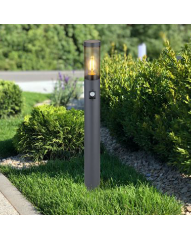 Outdoor beacon 80cm stainless steel anthracite finish E27 15W IP44 MOTION SENSOR