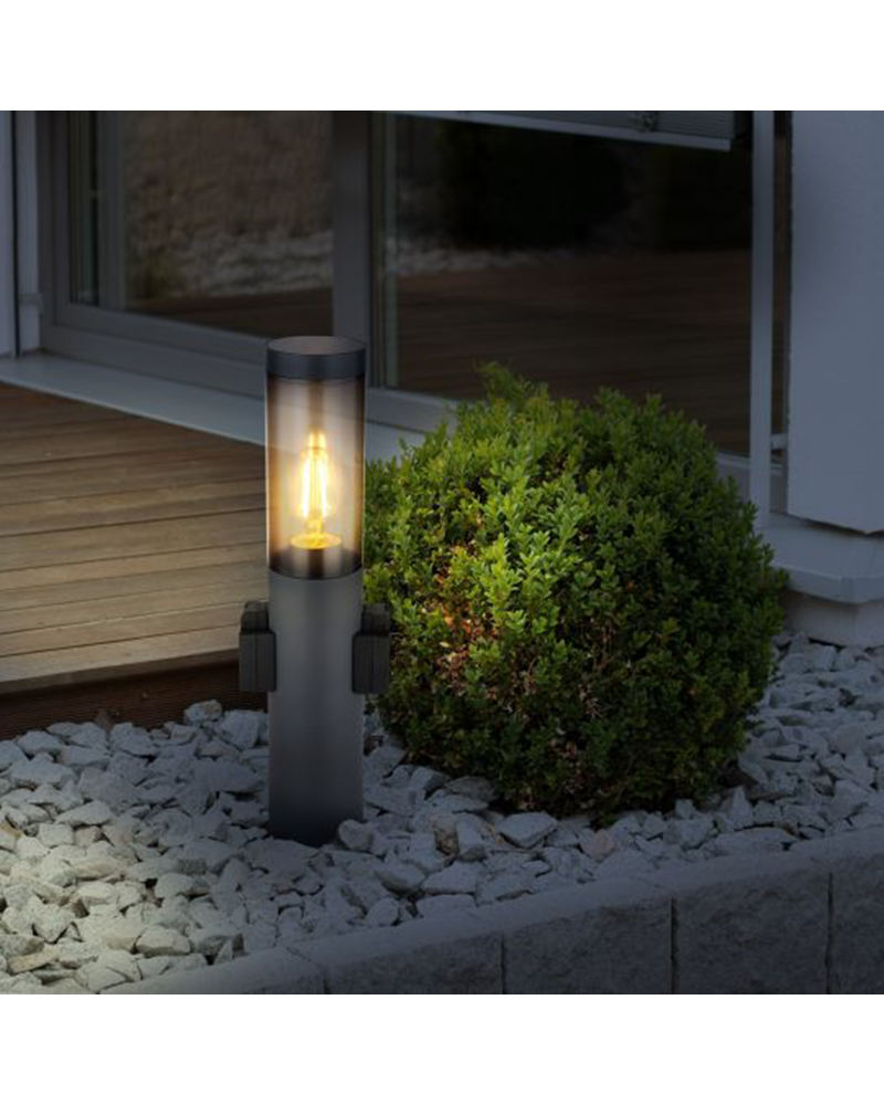 Outdoor beacon 45cm antractite stainless steel with waterproof E27 sockets 23W IP44
