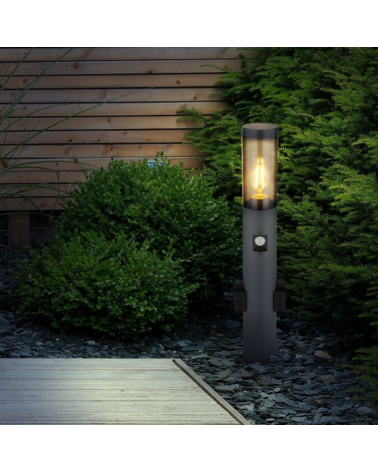 Outdoor beacon 60cm stainless steel anthracite finish with E27 waterproof sockets 15W IP44 MOTION SENSOR