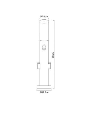 Outdoor beacon 60cm stainless steel anthracite finish with E27 waterproof sockets 15W IP44 MOTION SENSOR