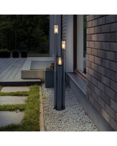 Outdoor beacon 170cm stainless steel anthracite finish 3xE27 23W IP44