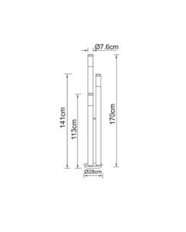 Baliza para exterior 170cm acero inoxidable acabado antracita 3xE27 23W IP44