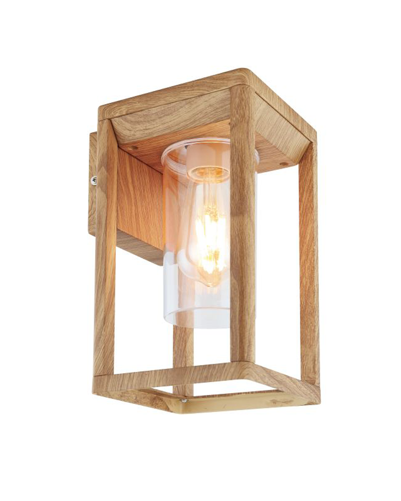 Aplique pared de exterior 27cm de aluminio aspecto madera E27 15W IP44