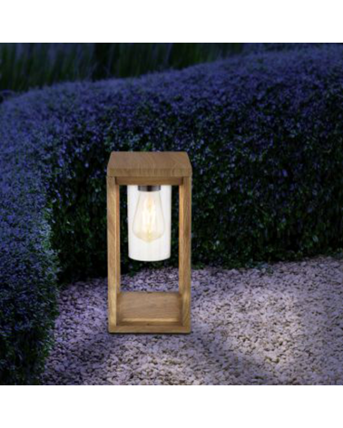 Outdoor post wall lamp 35cm in wood look aluminum E27 15W IP44