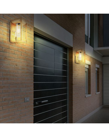 Outdoor wall lamp 27cm in wood-look aluminum E27 15W IP44