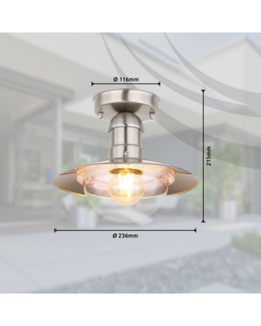 Ceiling lamp 23.6cm stainless steel E27 15W IP44