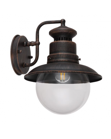 Aplique pared de exterior 27cm de acero y vidrio E27 60W IP44