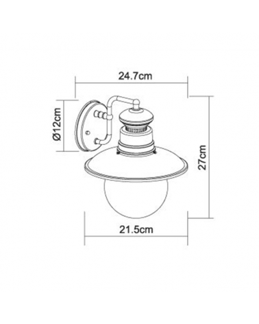 Outdoor wall light 27cm steel and glass E27 60W IP44