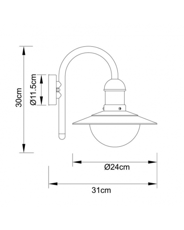 Outdoor wall light 30cm stainless steel E27 60W IP44