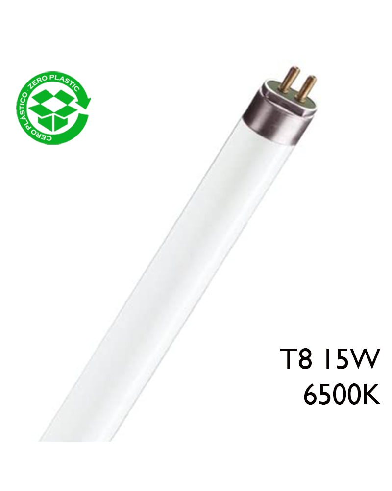 Tubo fluorescente trifósforo 15W T8 43,8cm 6500K Luz día