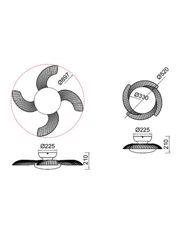Ventilador de techo blanco 30W Ø52cm plafón LED 45W control remoto REGULABLE temperatura luz