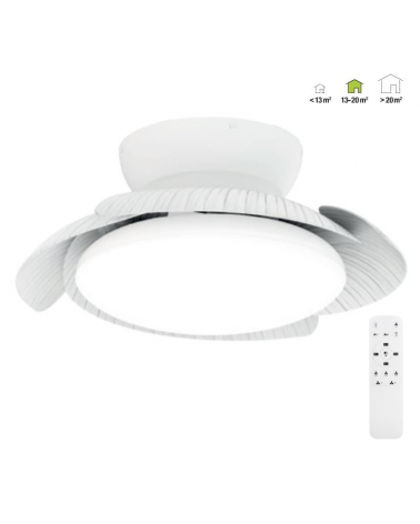 White ceiling fan 30W Ø52cm LED ceiling light 45W remote control DIMMABLE light temperature