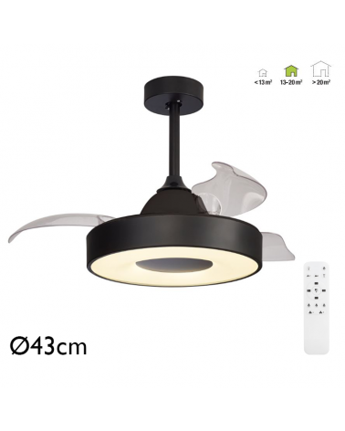 Ceiling fan 25W Ø43cm LED ceiling light 45W remote control DIMMABLE light temperature