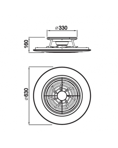 Ventilador de techo 35W Ø63cm plafón LED 70W control remoto luz REGULABLE y bluetooth