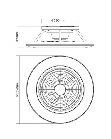 Ventilador de techo 30W Ø52,5cm plafón LED 70W control remoto luz REGULABLE y mando a distancia