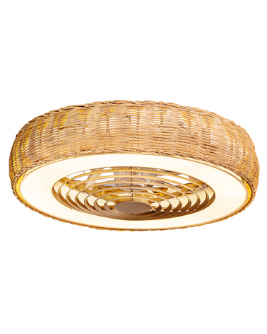 Ceiling fan 25W Ø58.5cm LED ceiling light 55W rattan remote control IP44 DIMMABLE light and remote control